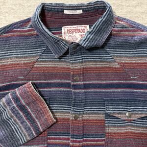 Desperado Mens Pearl Snap Striped Western Cowboy Shirt Southwestern Size XL